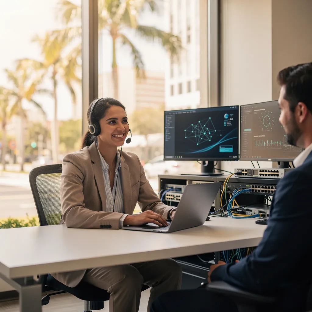 Customer support representative assisting client