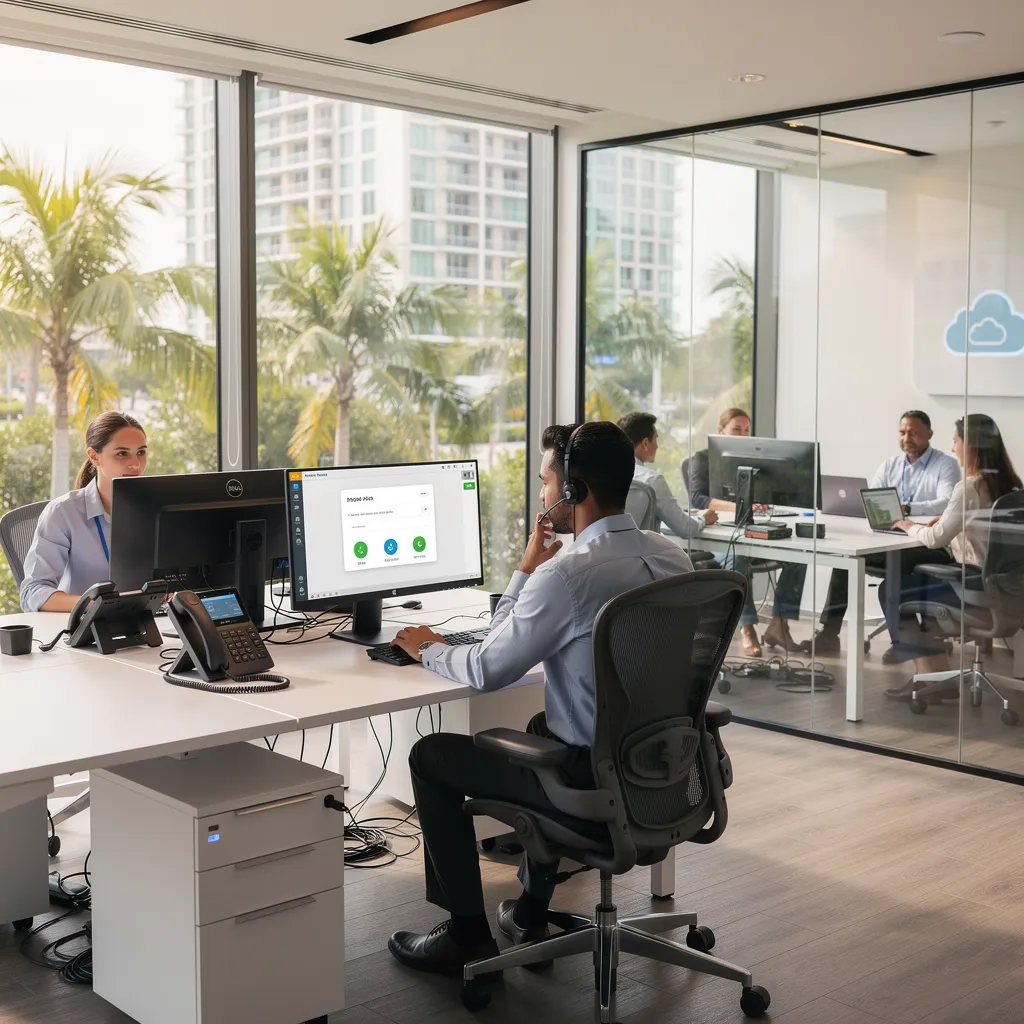 Office with cloud phone system in use