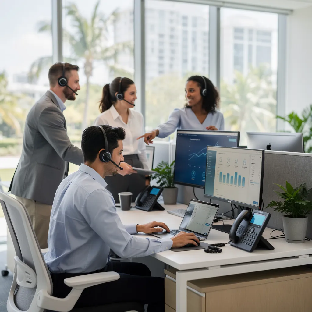 Office with cloud phone system in use