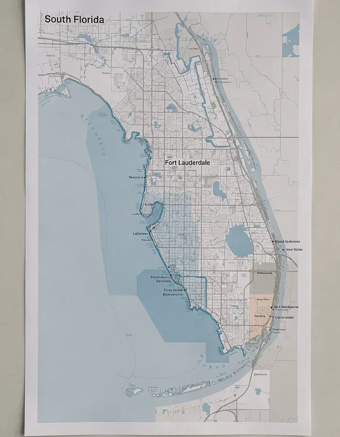 Map of South Florida with service area highlights