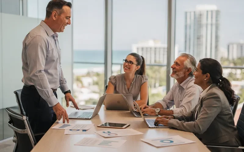 IT specialist consulting with business team